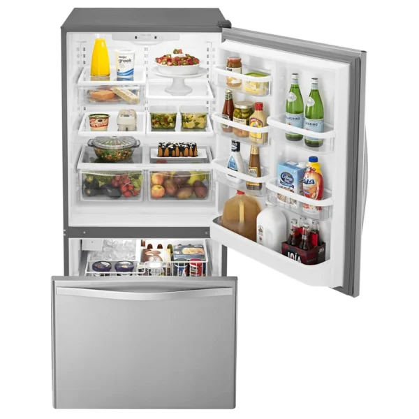 Whirlpool® Brand New WRB322DMBM - 33-inches wide Bottom-Freezer Refrigerator with Spill Guard™ Glass Shelves - 22 Cu. ft