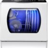AIRMSEN Portable Countertop Dishwasher with 5-Liter Built-in Water Tank and Air-Dry Function, 5 Washing Programs Mini Dishwasher, AE-TDQR03