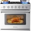 AAOBOSI 36 Inch Front Control Gas Range Oven with 6 Cooktop Burners, 6 Cu. Ft Convection Oven with Knobs Control, Heavy Duty Cast Iron Grates in Stainless Steel